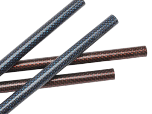 Colored forged carbon fiber tubes with metallic sheen