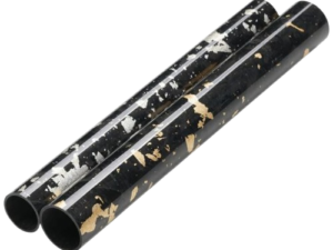 Glossy forged carbon fiber tube, highlighting its unique pattern.