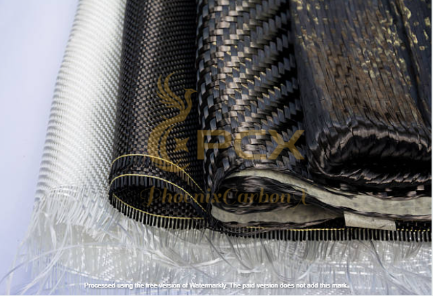 Close-up of carbon fiber plate showing weave directions and layer edges