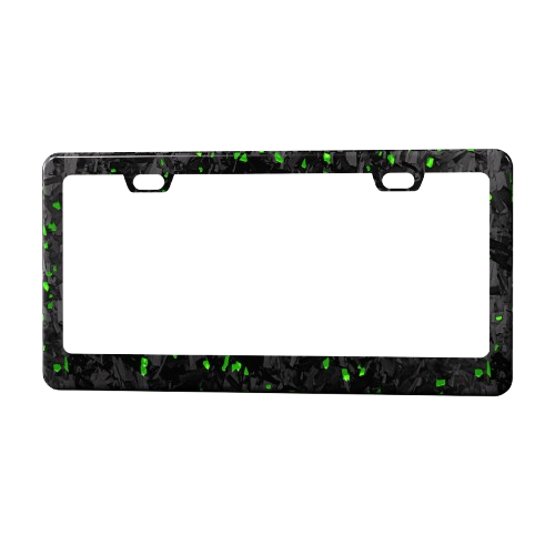 green forged style number plate holder front bumper view